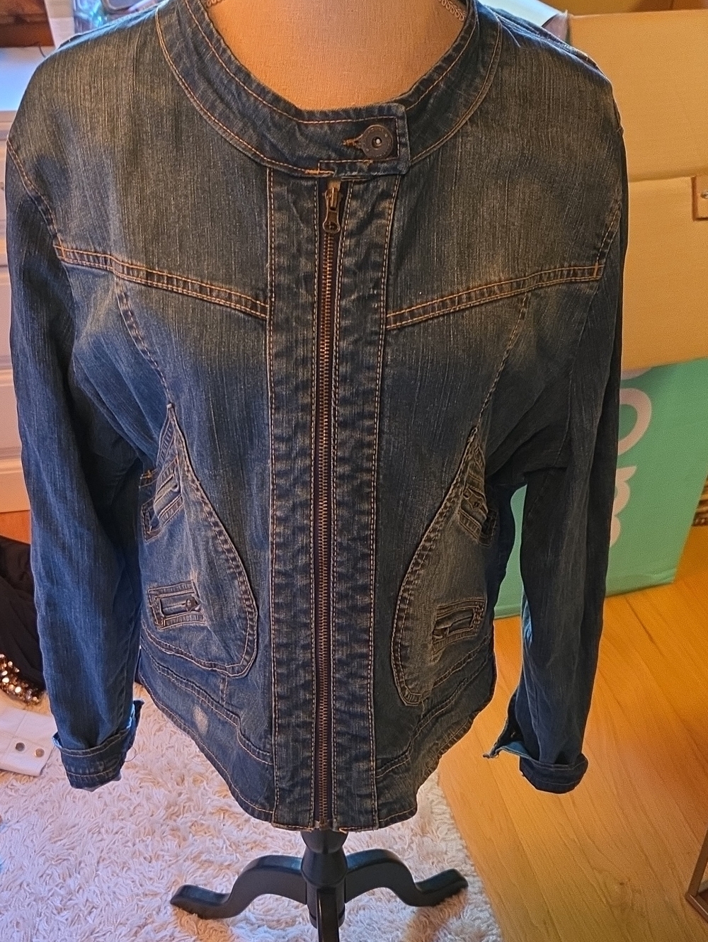 Denim Zip-Front Jacket - Women's Xl
